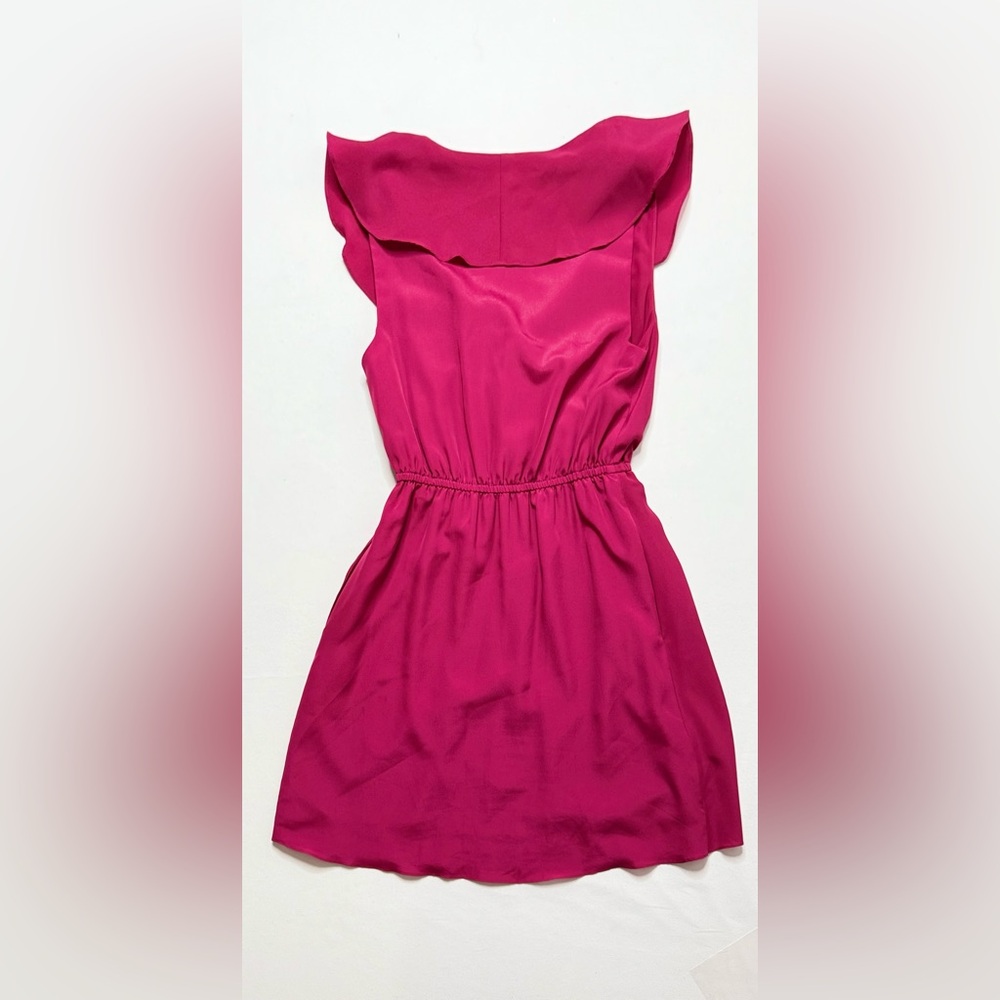 BCBGeneration Pink Asymmetrical Faux Wrap Ruffle Sleeveless Dress Size XS - Picture 2 of 7
